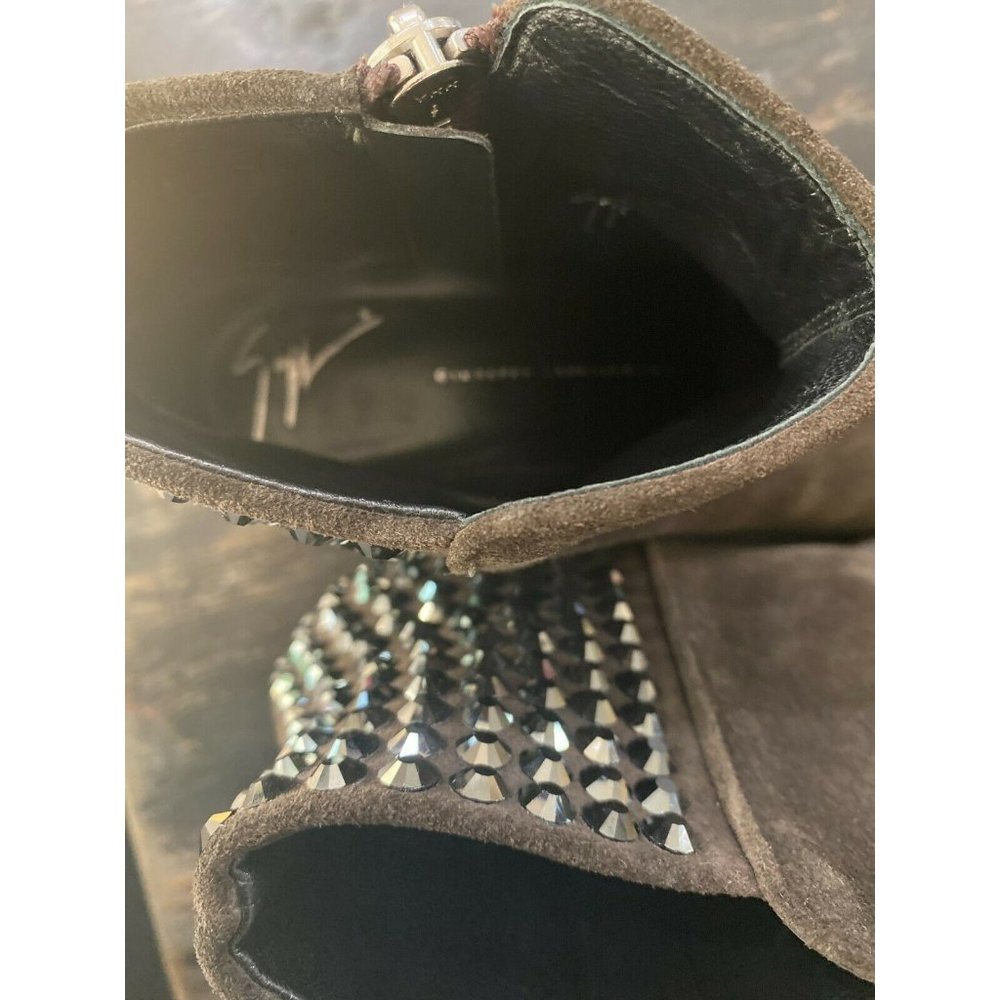 GIUSEPPE ZANOTTI Daddy Grey Crystal Suede Booties - Picture 9 of 12
